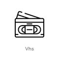 outline vhs vector icon. isolated black simple line element illustration from cinema concept. editable vector stroke vhs icon on Royalty Free Stock Photo