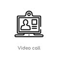 outline video call vector icon. isolated black simple line element illustration from customer service concept. editable vector Royalty Free Stock Photo