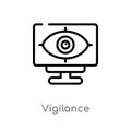 outline vigilance vector icon. isolated black simple line element illustration from user interface concept. editable vector stroke