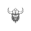 Outline Viking Head Face Logo applied for Business Industry logo design inspiration.