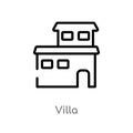 outline villa vector icon. isolated black simple line element illustration from real estate concept. editable vector stroke villa