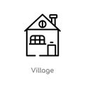 outline village vector icon. isolated black simple line element illustration from buildings concept. editable vector stroke Royalty Free Stock Photo