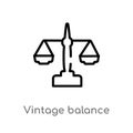 outline vintage balance vector icon. isolated black simple line element illustration from measurement concept. editable vector