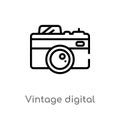outline vintage digital camera vector icon. isolated black simple line element illustration from technology concept. editable Royalty Free Stock Photo