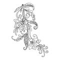 Outline vintage flowers bouquet or pattern