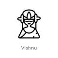 outline vishnu vector icon. isolated black simple line element illustration from india concept. editable vector stroke vishnu icon