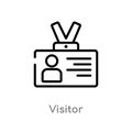 outline visitor vector icon. isolated black simple line element illustration from strategy concept. editable vector stroke visitor