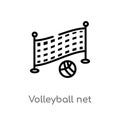 outline volleyball net vector icon. isolated black simple line element illustration from outdoor activities concept. editable Royalty Free Stock Photo