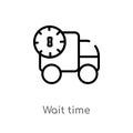 outline wait time vector icon. isolated black simple line element illustration from packing and delivery concept. editable vector