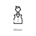 outline waiter vector icon. isolated black simple line element illustration from job profits concept. editable vector stroke