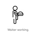 outline waiter working vector icon. isolated black simple line element illustration from people concept. editable vector stroke Royalty Free Stock Photo