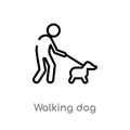 outline walking dog vector icon. isolated black simple line element illustration from animals concept. editable vector stroke