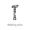 outline walking stick vector icon. isolated black simple line element illustration from medical concept. editable vector stroke