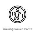 outline walking walker traffic vector icon. isolated black simple line element illustration from signs concept. editable vector