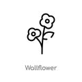 outline wallflower vector icon. isolated black simple line element illustration from nature concept. editable vector stroke