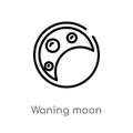outline waning moon vector icon. isolated black simple line element illustration from weather concept. editable vector stroke Royalty Free Stock Photo