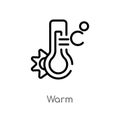 outline warm vector icon. isolated black simple line element illustration from weather concept. editable vector stroke warm icon Royalty Free Stock Photo