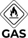 Outline of warning sign with flame and gas. Warning symbol with fire, flammable substance Royalty Free Stock Photo
