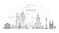 Warsaw skyline, Poland. This illustration represents the city with its most notable buildings