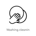 outline washing cleanin vector icon. isolated black simple line element illustration from cleaning concept. editable vector stroke Royalty Free Stock Photo