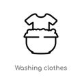 outline washing clothes vector icon. isolated black simple line element illustration from cleaning concept. editable vector stroke Royalty Free Stock Photo