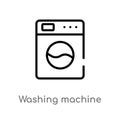 outline washing machine cleanin vector icon. isolated black simple line element illustration from cleaning concept. editable Royalty Free Stock Photo