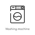 outline washing machine vector icon. isolated black simple line element illustration from cleaning concept. editable vector stroke Royalty Free Stock Photo