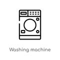 outline washing machine vector icon. isolated black simple line element illustration from signs concept. editable vector stroke Royalty Free Stock Photo
