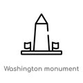 outline washington monument vector icon. isolated black simple line element illustration from buildings concept. editable vector