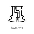 outline waterfall vector icon. isolated black simple line element illustration from africa concept. editable vector stroke