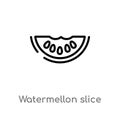 outline watermellon slice vector icon. isolated black simple line element illustration from bistro and restaurant concept.