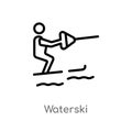 outline waterski vector icon. isolated black simple line element illustration from summer concept. editable vector stroke waterski