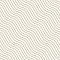 Outline wavy diagonal repeated lines abstract background. Seamless pattern with thin striped geometric ornament.