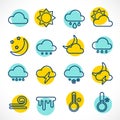 Outline weather icons set circle