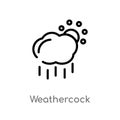 outline weathercock vector icon. isolated black simple line element illustration from meteorology concept. editable vector stroke