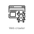 outline web crawler vector icon. isolated black simple line element illustration from ui concept. editable vector stroke web Royalty Free Stock Photo