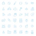 Outline web icon set. Baby toys, feeding and care Royalty Free Stock Photo