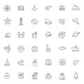 Outline web icon set - journey, vacation, cruise