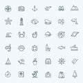 Outline web icon set - journey, vacation, cruise