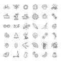 Outline web icon set - summer, vacation, beach Royalty Free Stock Photo