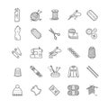 Outline web icons - needlework, sewing, knitting