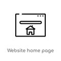 outline website home page vector icon. isolated black simple line element illustration from buildings concept. editable vector