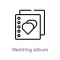 outline wedding album vector icon. isolated black simple line element illustration from birthday party and wedding concept.