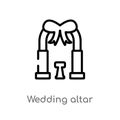 outline wedding altar vector icon. isolated black simple line element illustration from birthday party and wedding concept.