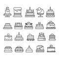 Outline Wedding cake icons vector image