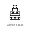 outline wedding cake vector icon. isolated black simple line element illustration from love & wedding concept. editable vector