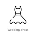 outline wedding dress vector icon. isolated black simple line element illustration from birthday party and wedding concept.