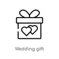 outline wedding gift vector icon. isolated black simple line element illustration from birthday party and wedding concept.