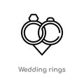 outline wedding rings vector icon. isolated black simple line element illustration from love & wedding concept. editable vector