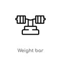 outline weight bar vector icon. isolated black simple line element illustration from gym and fitness concept. editable vector